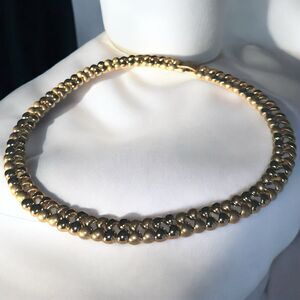 Vintage Gold Tone Woven Link Collar Necklace 19” Choker Statement Retro Glam